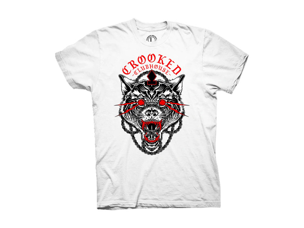 Crooked Clubhouse White Wolfgang Short Sleeve Tee. X-Large.