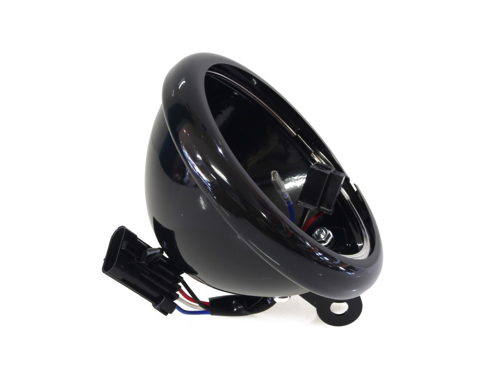 5-3/4in. Headlight Housing with Bottom Mount - Black. Fits Softail Standard, Street Bob, Low Rider & Low Rider S 2018up