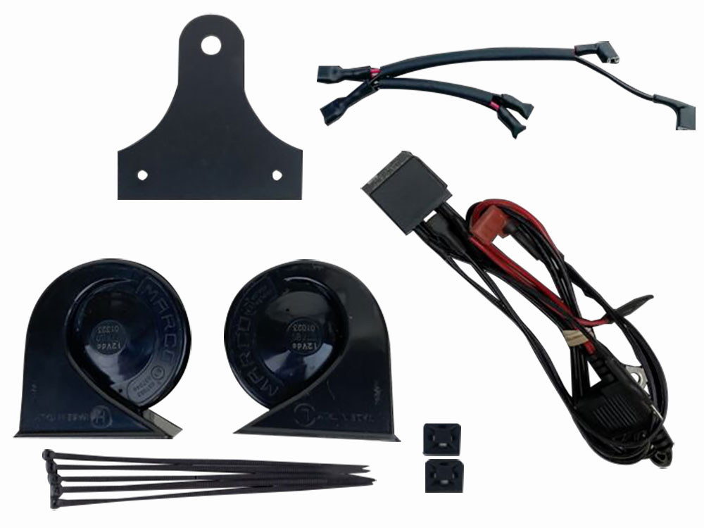 109db Electromagnetic Horn Kit - Black. Fits Touring 1992up, Big Twin 1992-2017 & Sportster 1992-2021