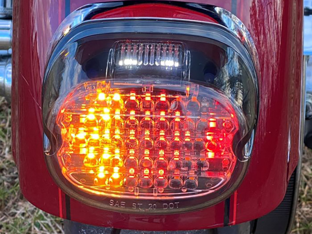 Intergrated Low Profile LED Tailight with Turn Signals. Smoke Lens & Number Plate Window. Fits Most 1999up Models