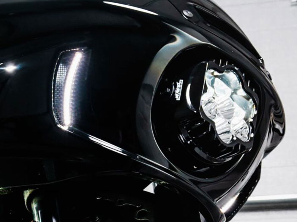 LED Vent Inserts With Amber & White LED's - Black with Black Mesh. Fits Low Rider ST 2022up