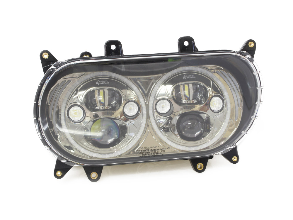 Dual LED HeadLight Kit with Integrated DRL Halos with Amber Turn Signals. Fits Road Glide 2015up.