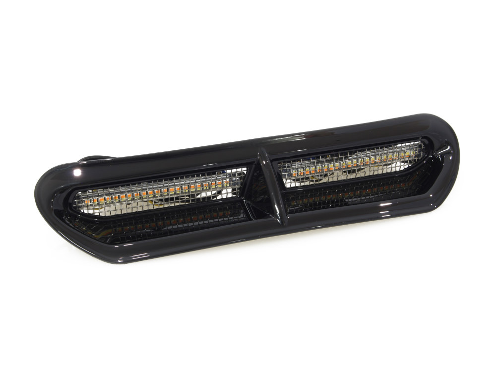 LED Batwing Vent Insert With Amber & White LED's - Black. Fits Touring 2014-2023