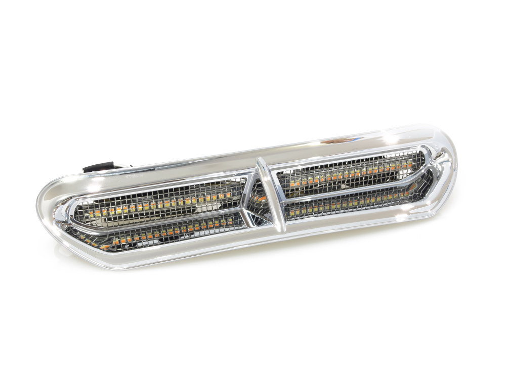 LED Batwing Vent Insert With Amber & White LED's - Chrome. Fits Touring 2014-2023