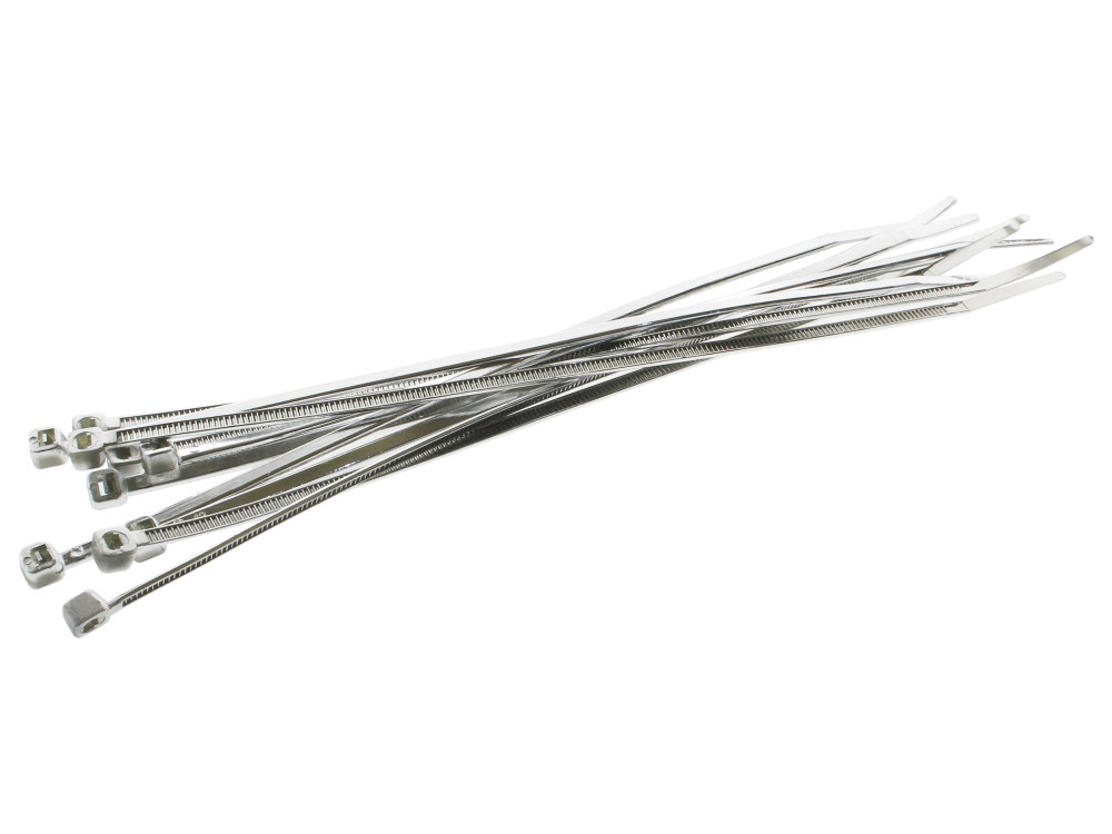 Chrome Zip Ties - 8in. Long. Pack of 10.