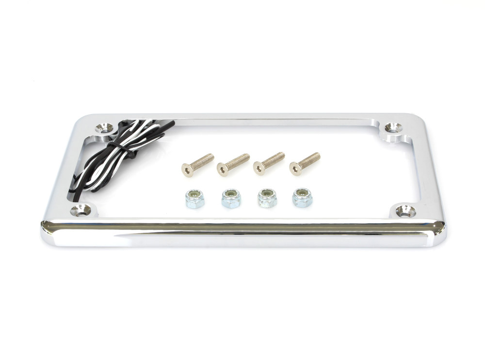 Flat Low Profile Number Plate Frame with LED Illumination – Chrome.
