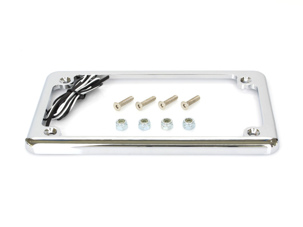 Flat Low Profile Number Plate Frame with LED Illumination - Chrome.