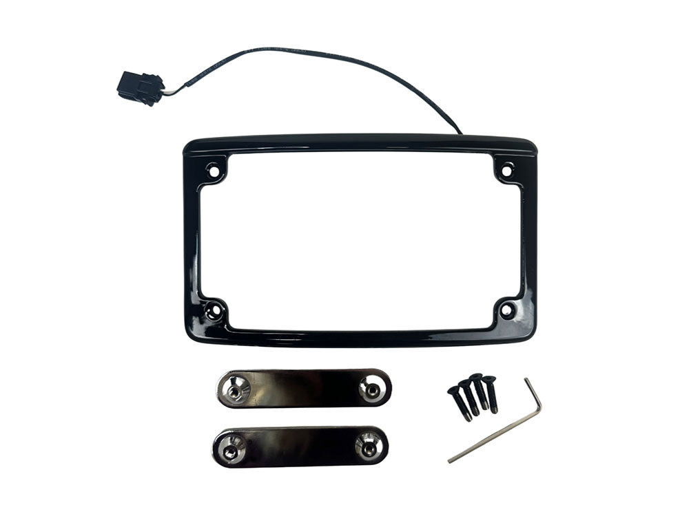 Curved Number Plate Frame with Number Plate Light Only - Black. Fits CVO Touring 2023up & Street Glide & Road Glide 2024up