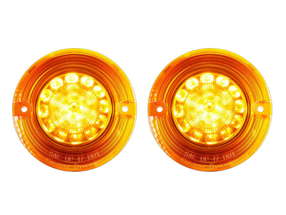 ProBeam LED Amber Turn Signal Inserts With Amber Lenses. Fits Front and Rear on Most FL Models 1986up with Flat Style Indicators.