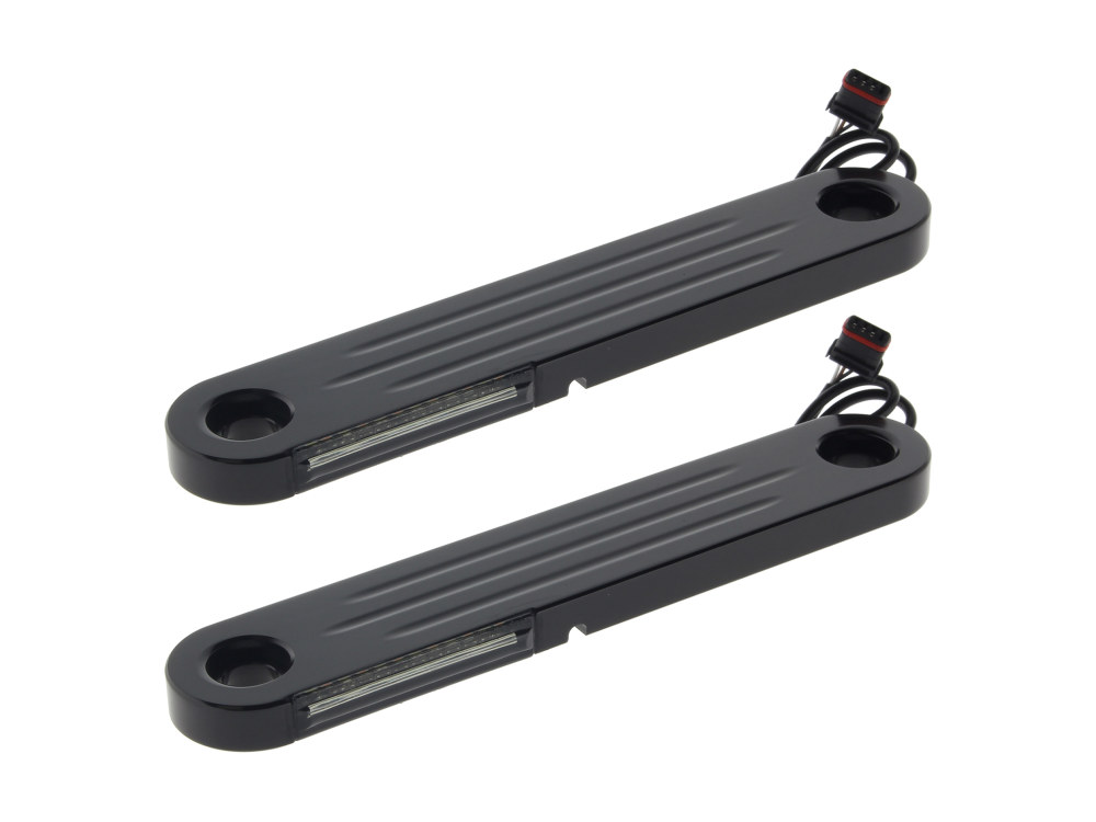 LED Dynamic Strips. Amber Turn with White Run - Black Finish. Fits Street Glide 2014up.