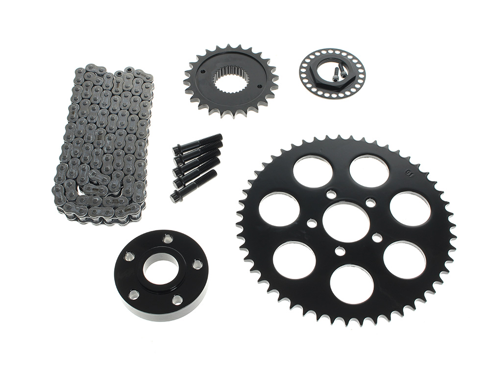 Rear Drive Belt to Chain Conversion. Fits Dyna 2006-2017. 51T Black Rear Sprocket. Final Drive Ratio = 2.04:1