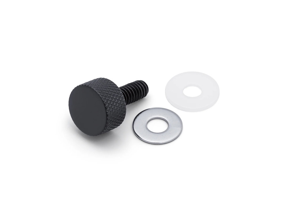 1/4in.-20 Knurled Seat Release Knob – Black. Fits H-D 1996up.