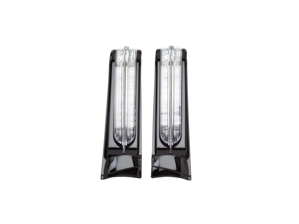 LED Filler Panel Lights. Red Run & Brake with Amber Turn and Black Housing. Fits Ultra & Road King Touring Models 2014-24 & Street/Road Glide ST 2022-23