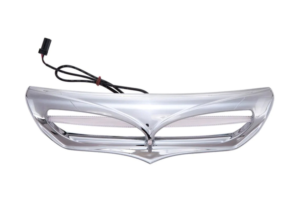 LED Batwing Vent Insert with White Running Light - Chrome. Fits Touring 2014-2023