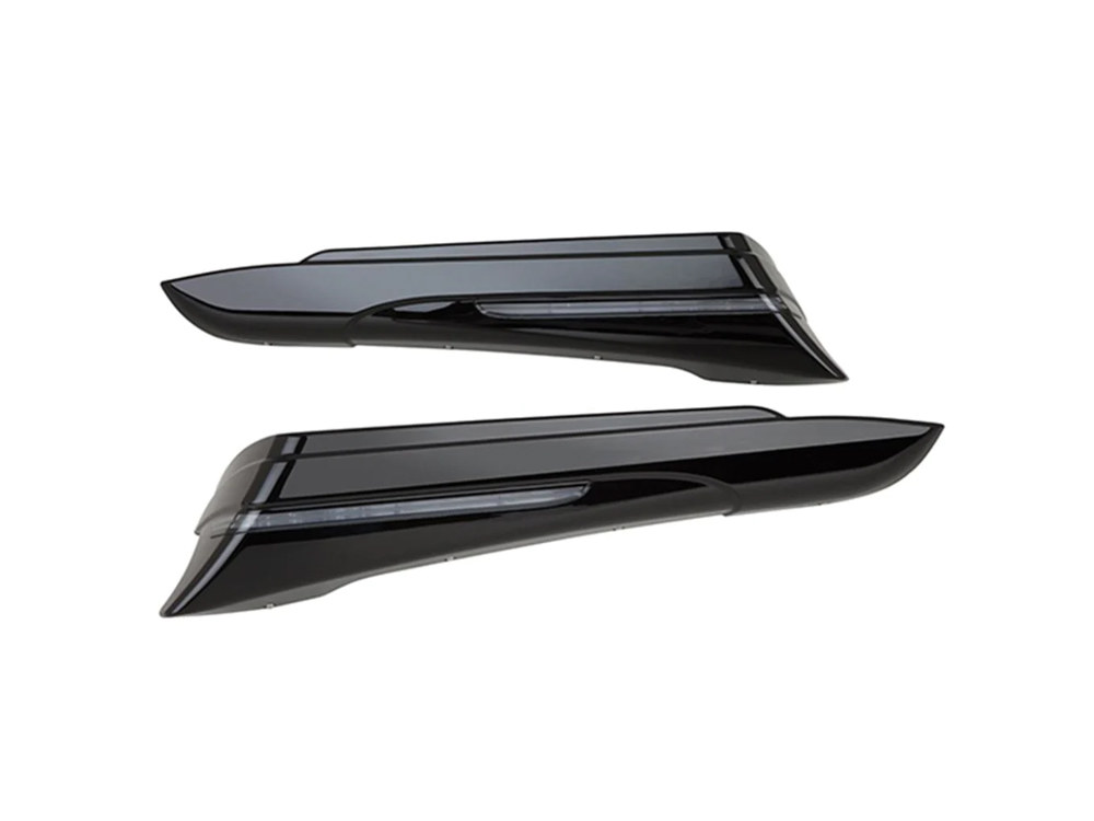 Saddlebag Extensions - Black. Red Run, Brake & Turn with Smoke Lens. Fits Touring 2014-2023 with Standard Bags