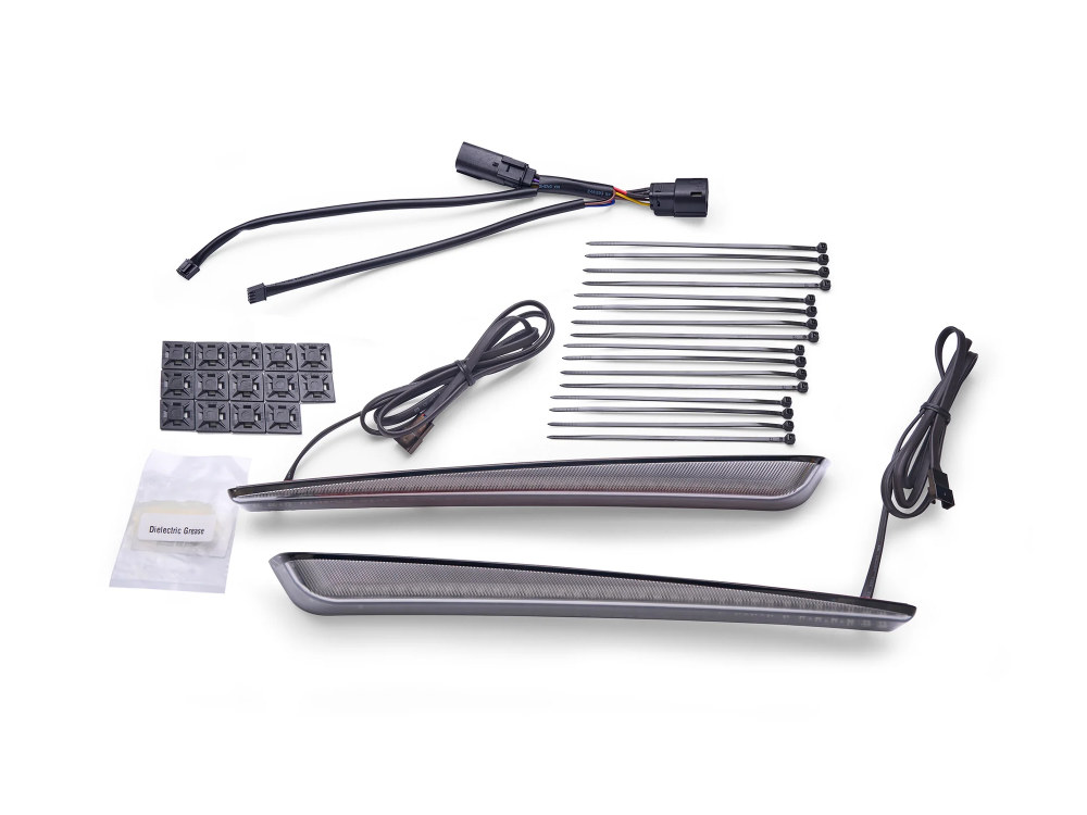 Machete Extended Saddlebag LED Lights. Red Run, Brake & Turn with Smoke Lens. Fits Touring 2014-2023 with HD Extended Saddlebags