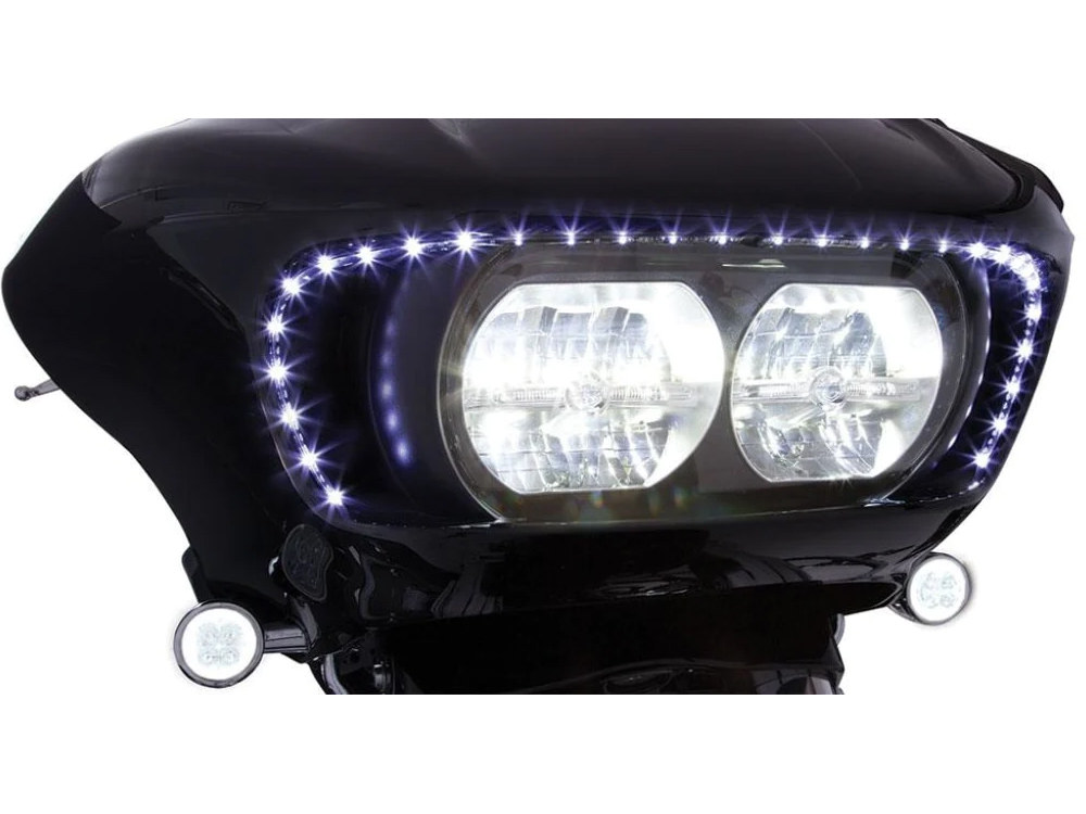 Road Blades with Amber LED Turn Signals & White LED Running Lights. Fits Road Glide 2015-2023