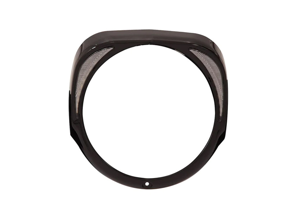 Fang LED Headlight Bezel with White Running Lights - Black. Fits Touring 2014-2023