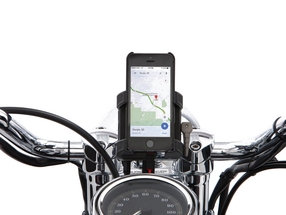 Premium Smartphone / GPS Holder with Charger - Chrome Clamp Suits 7/8-1in. Bars