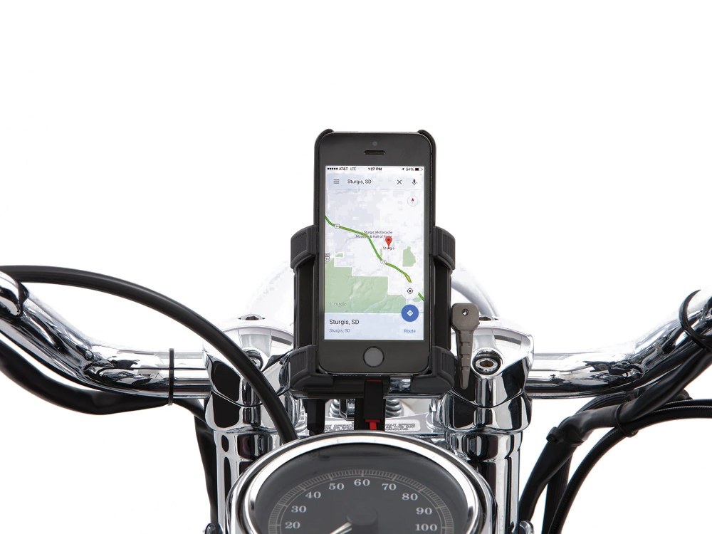 Premium Smartphone / GPS Holder with Charger – Black Clamp Suits 7/8-1in. Bars