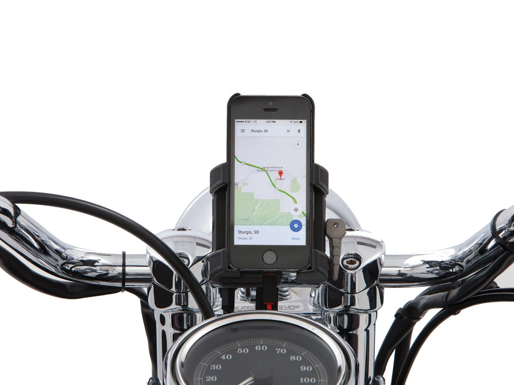 Premium Smartphone / GPS Holder with Charger – Black Clamp Suits 1-1/4in. Bars