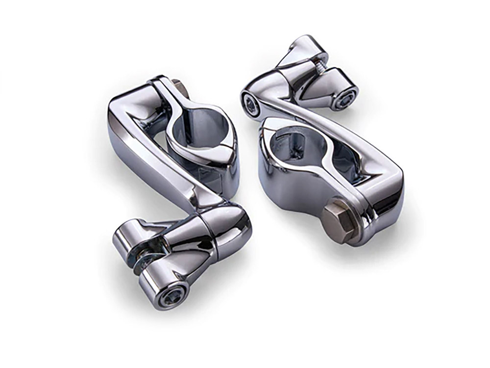 4in. Offset Footpeg Mounts with 1-1/4in. Hingeless Clamps – Chrome
