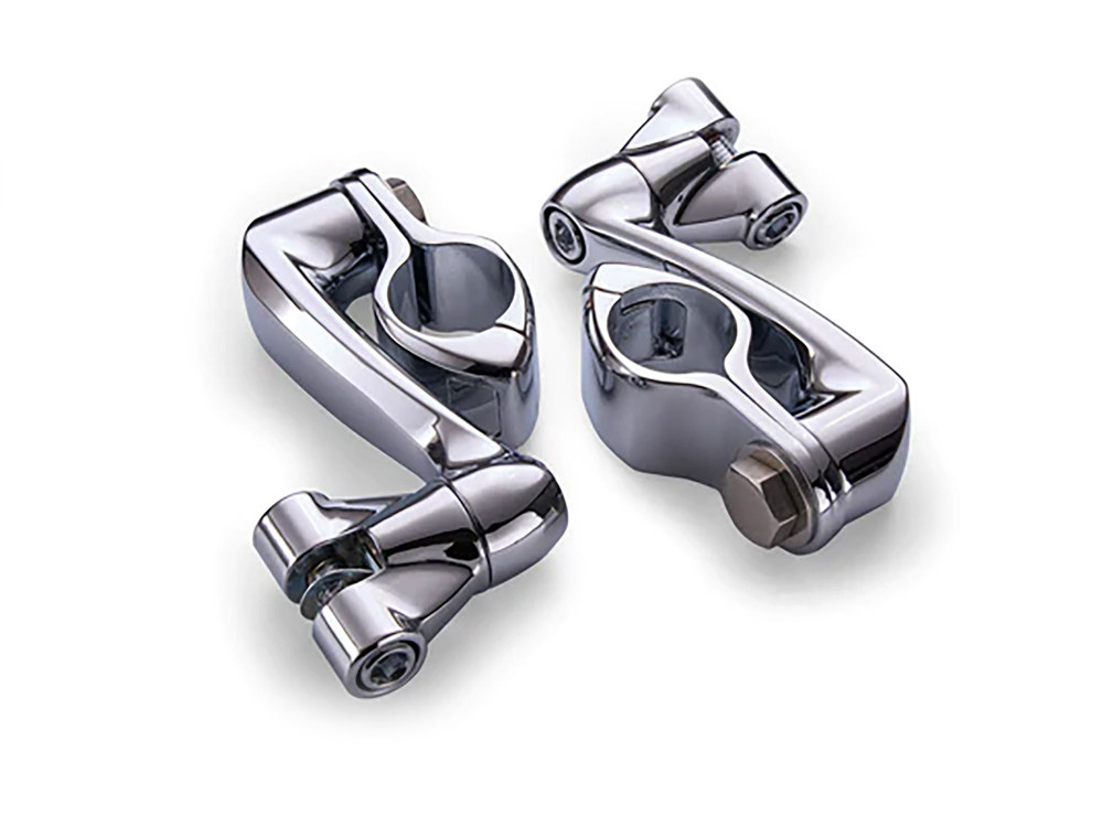 4in. Offset Footpeg Mounts with 1-1/4in. Hingeless Clamps - Chrome