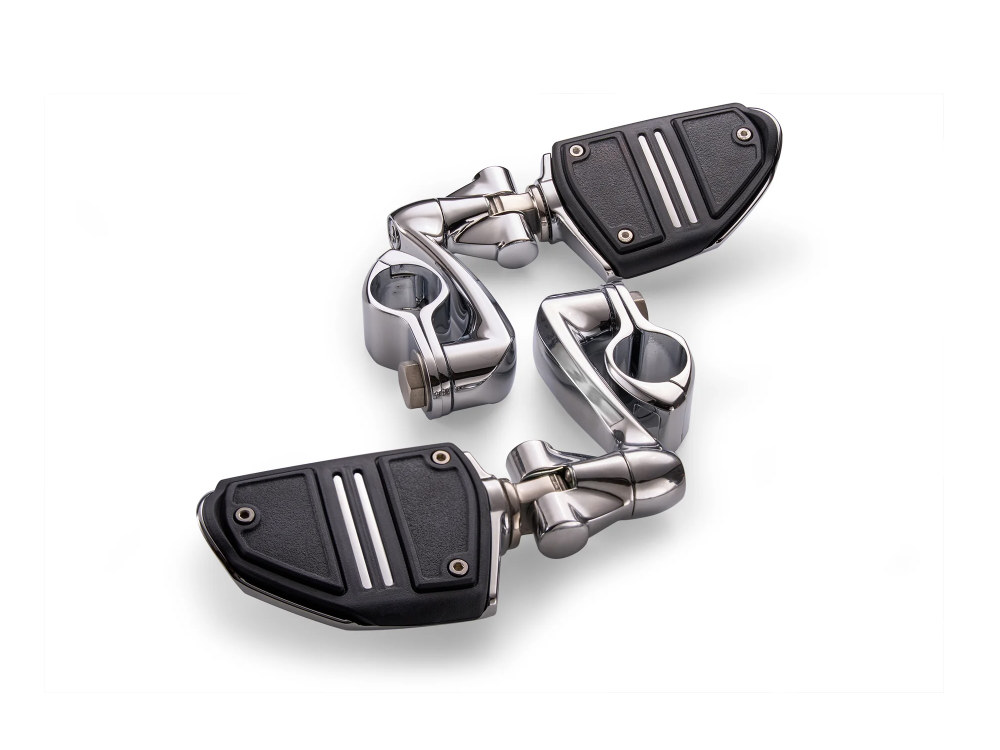 Twin Rail FootPegs with 4in. Offset Footpeg Mounts with 1-1/4in. Hingeless Clamps – Chrome