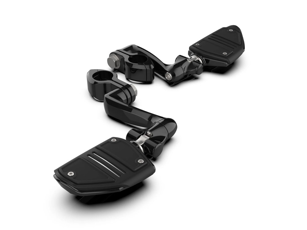 Twin Rail FootPegs with 4in. Offset Footpeg Mounts with 1-1/4in. Hingeless Clamps - Black