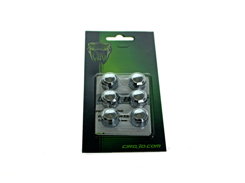 Diamond Cut Bolt Covers - Chrome. Fits Socket Head Bolt with 5/16in. Thread. Pack of 6