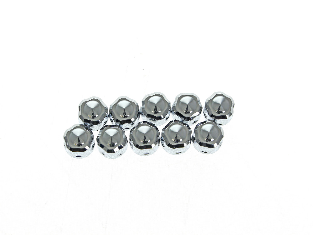 Diamond Cut Bolt Covers – Chrome. Fits Socket Head Bolt with 1/4in. Thread. Pack of 10