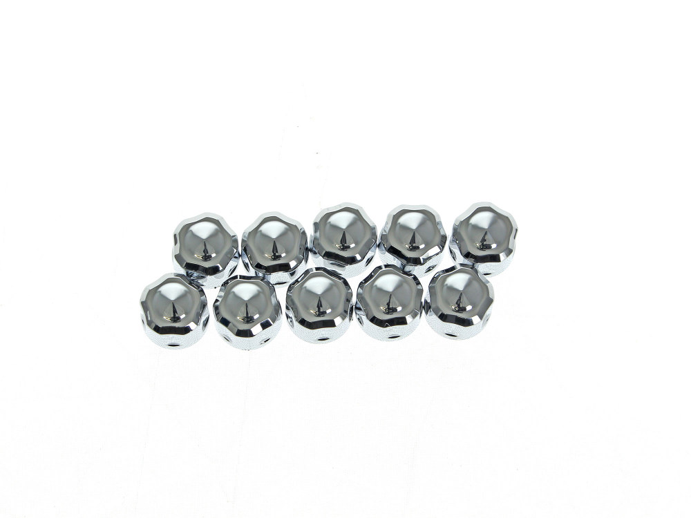 Diamond Cut Bolt Covers - Chrome. Fits Socket Head Bolt with 1/4in. Thread. Pack of 10
