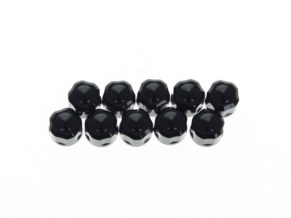 Diamond Cut Bolt Covers - Black. Fits Socket Head Bolt with 1/4in. Thread. Pack of 10