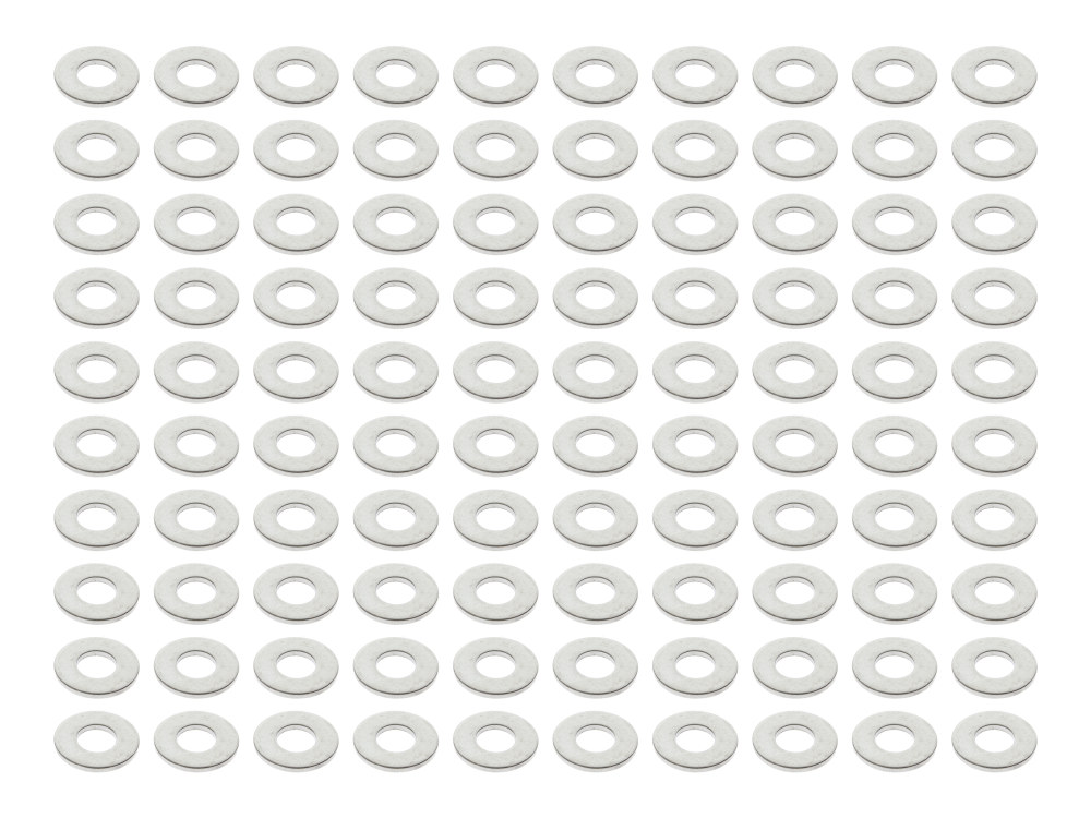 1/4in. Flat Washer – Chrome. Pack of 100.