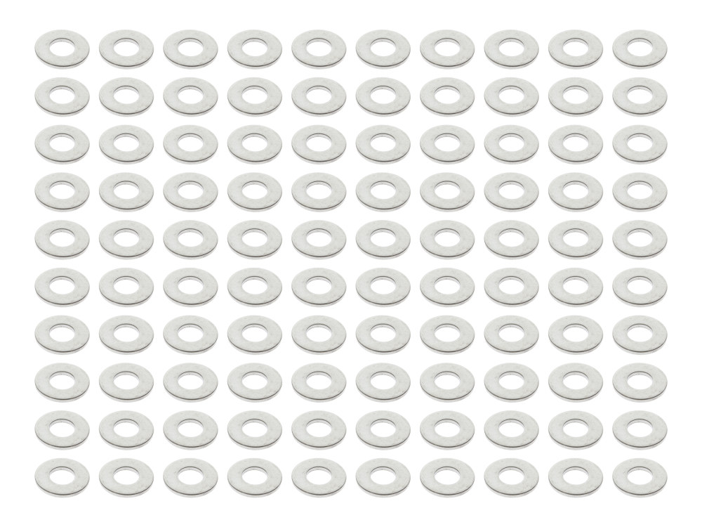 1/4in. Flat Washer - Chrome. Pack of 100.