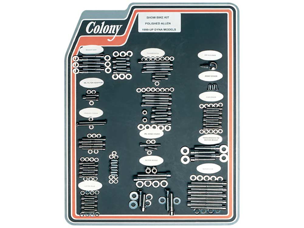 Polished Allen Head Show Bike Kit - Chrome. Fits Dyna 1999-2005.