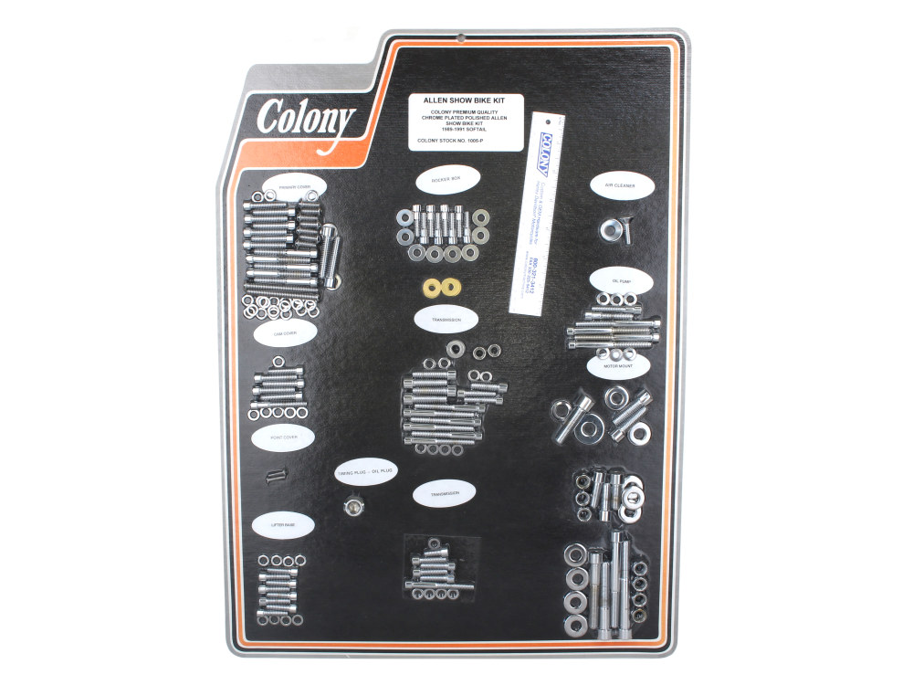 Polished Allen Head Show Bike Kit - Chrome. Fits Softail 1989-1991.