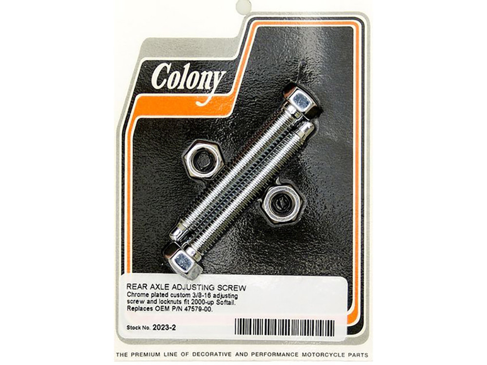 Rear Axle Adjusting Kit with Dome Adjuster Bolts & Nuts – Chrome. Fits Softail 2000-2007.