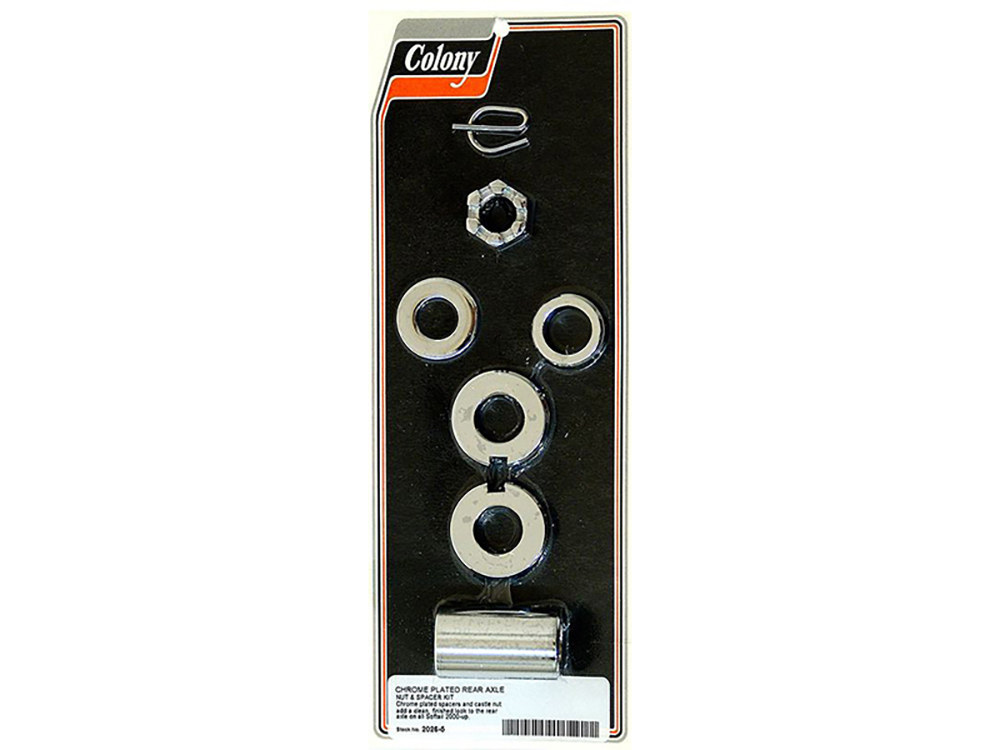 Rear Axle Spacer Kit – Chrome. Fits Softail 2000-2007.