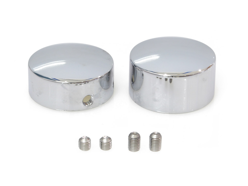 Swingarm Pivot Bolt Covers - Chrome. Fits Softail 2000-2007.