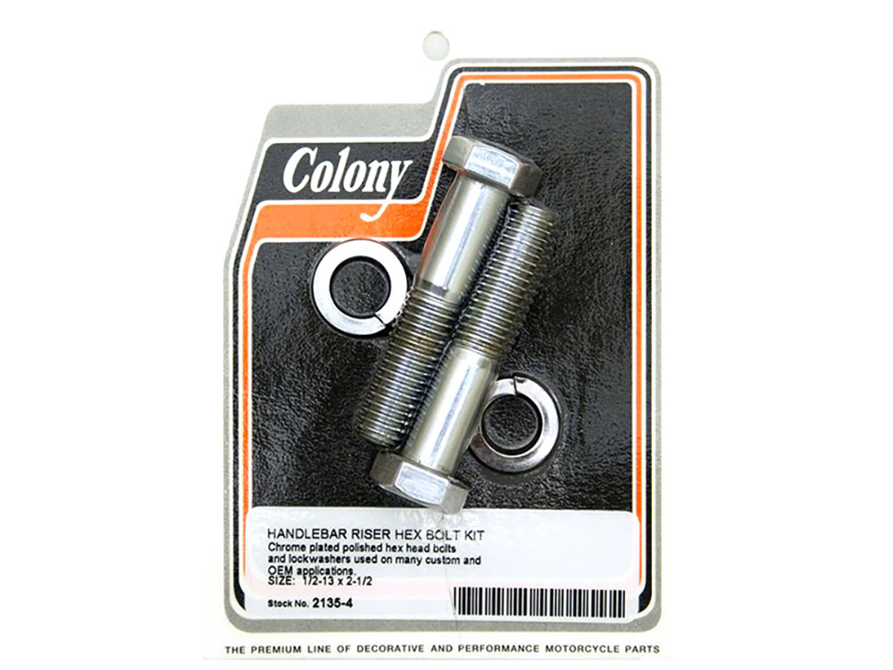 Hex Head 1/2-13 x 2-1/2in. Riser Bolts - Chrome.