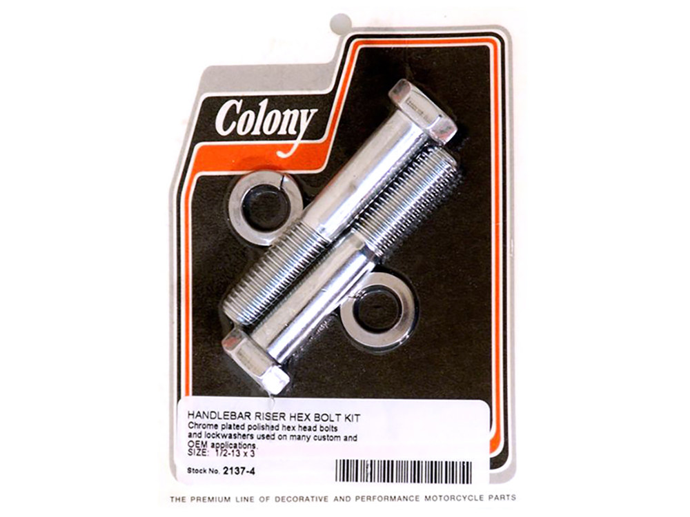 Hex Head 1/2-13 x 3in. Riser Bolts - Chrome.