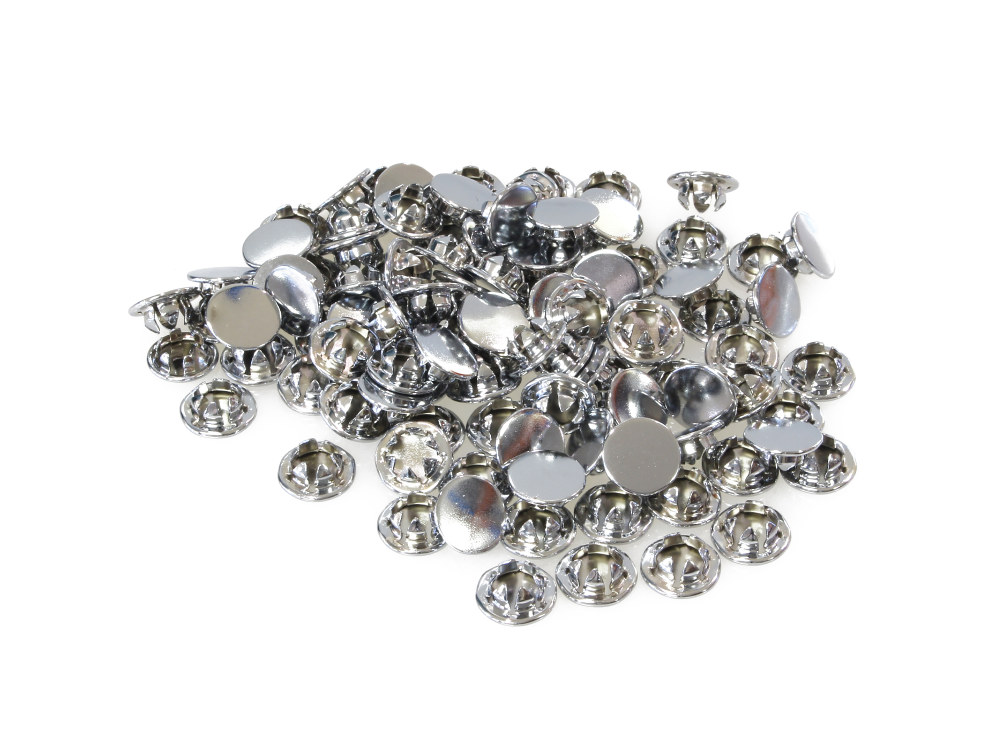 7/16in. (12mm) Hole Plugs – Chrome. Pack of 100.