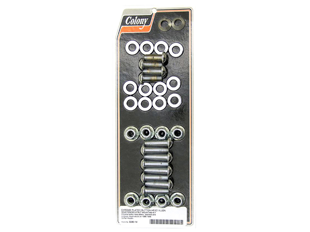 Polished Button Head Rear Fender Strut Mount Kit - Chrome. Fits Softail 1986-1999.