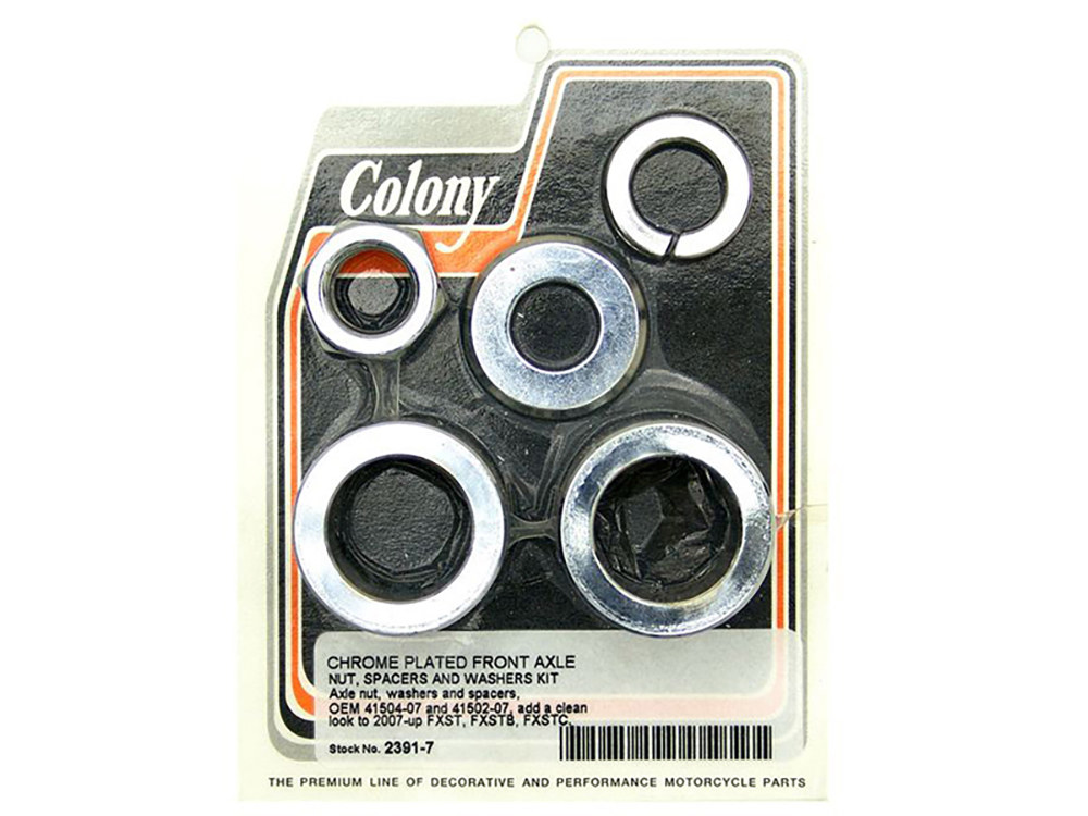 Front Axle Spacer Kit - Chrome. Fits FX Softail 2007-2015