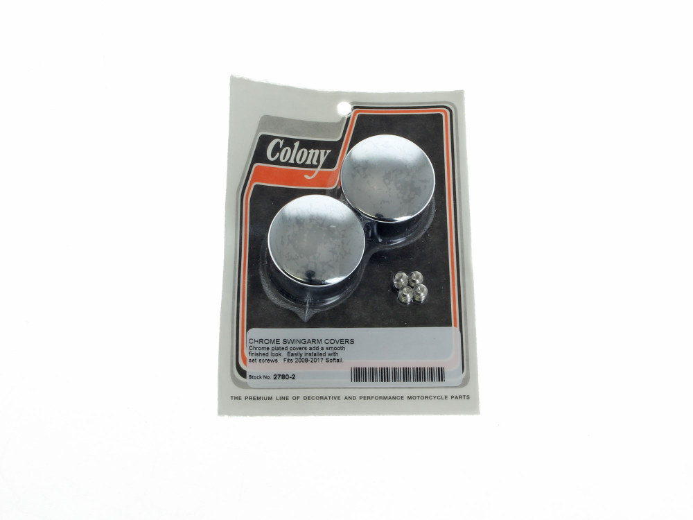 Swingarm Pivot Bolt Covers - Chrome. Fits Softail 2008-2017. Excludes Rocker & Breakout Models.
