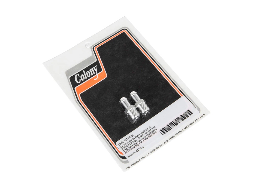 Colony Machine Oil Line Vent Fitting with 1/8in. NPT Thread - Cad Plated. Fitting for 5/16in. Hose