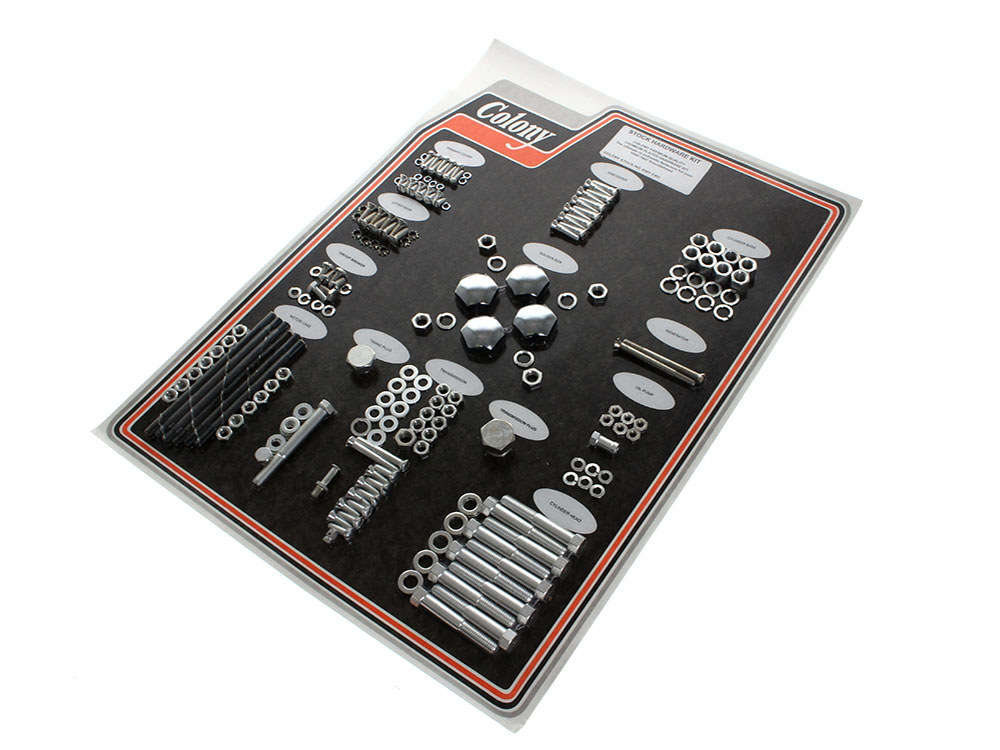 Complete Stock Hardware Kit - CAD Plated. Fits Big Twin 1940-1947 with Knuckle Engine