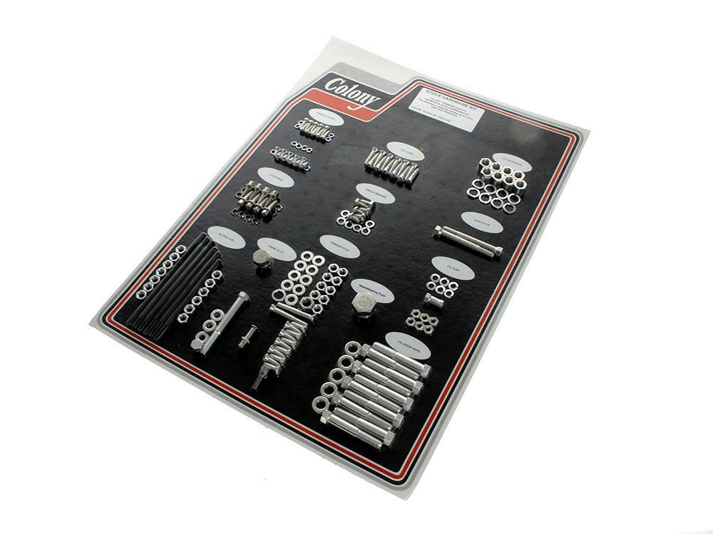 Complete Stock Hardware Kit - CAD Plated. Fits Big Twin 1958-1965 with Panhead Engine