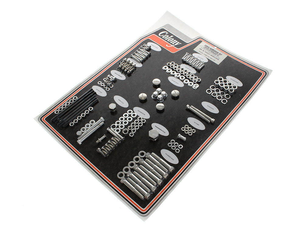 Complete Stock Hardware Kit - CAD Plated. Fits Big Twin 1966-1969 with Shovelhead Engine